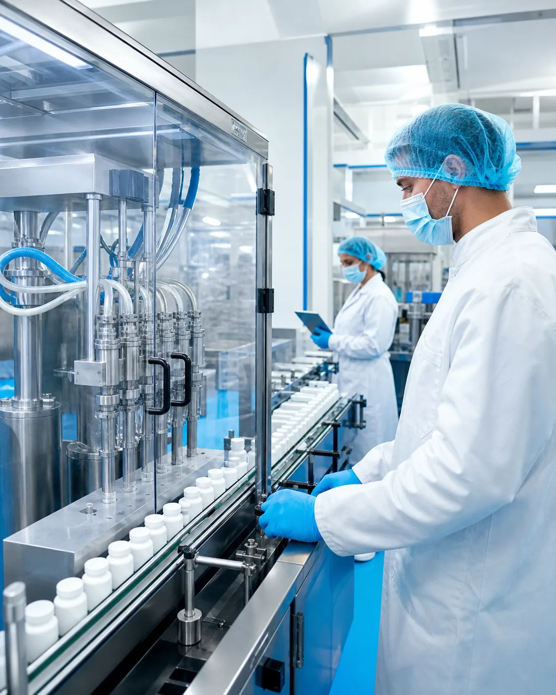 Representación de una línea de producción farmacéutica